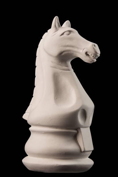 istock plaster figurine chess piece, horse, black background 826873284
