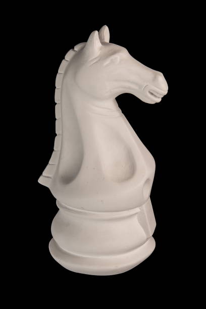istock plaster figurine chess piece, horse, black background 826873390