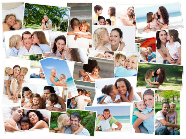istock Collage of cute families hugging 826875620