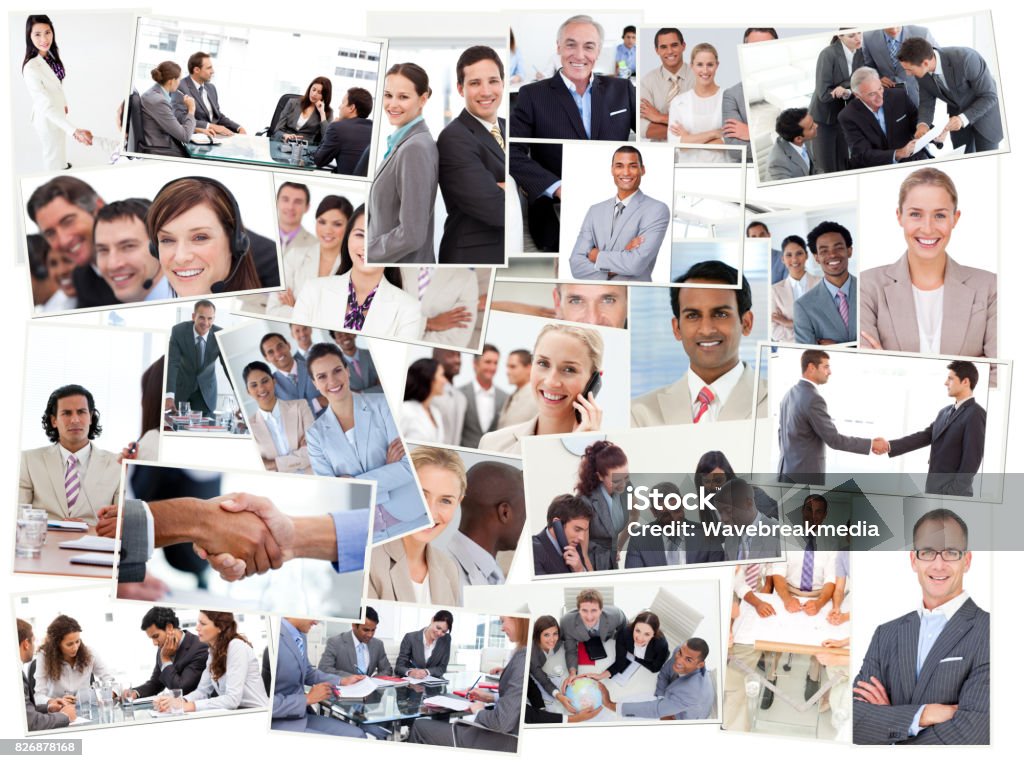 Collage of business people working Collage of business people working at the office 16-17 Years Stock Photo