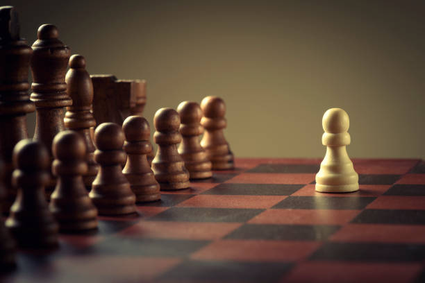 Wooden chess figures, business concept strategy