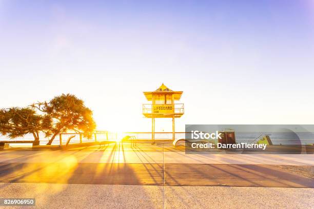 Surfers Paradise Lifeguard Tower At Sunrise Stock Photo - Download Image Now - Australia, Gold Coast - Queensland, Surfing