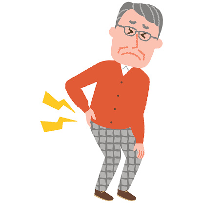 vector illustration of an elderly man with low back pain