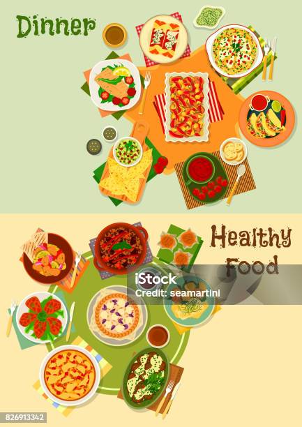 Mexican Cuisine Icon Set For Restaurant Design Stock Illustration - Download Image Now - Plate, Salsa Sauce, Taco