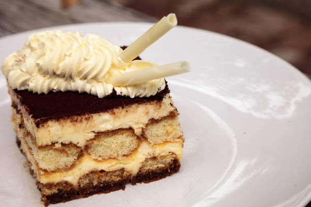 Macro of tiramisu dessert