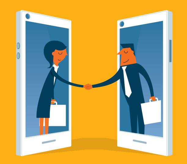 коммуникация - businessman two people business person handshake stock illustrations