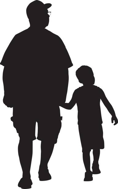 illustrations, cliparts, dessins animés et icônes de marcher avec le petit-fils de grand-père - multi generation family isolated people silhouette