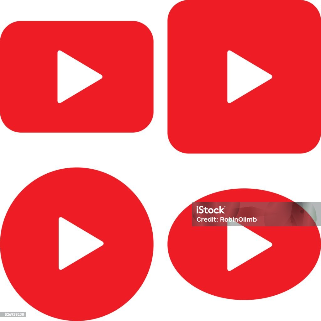 Four Red Play Buttons Vector illustration of four red play buttons. Play Button stock vector
