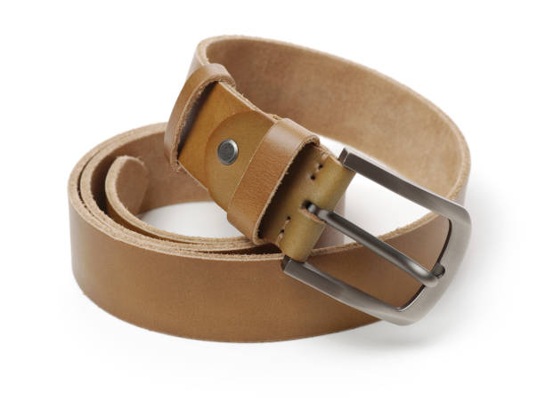 istock Men black and brown belt isolated on white background 826932864