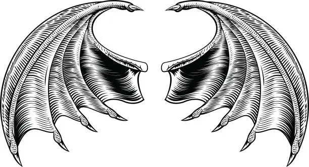 Vector illustration of Bat or Dragon Wings