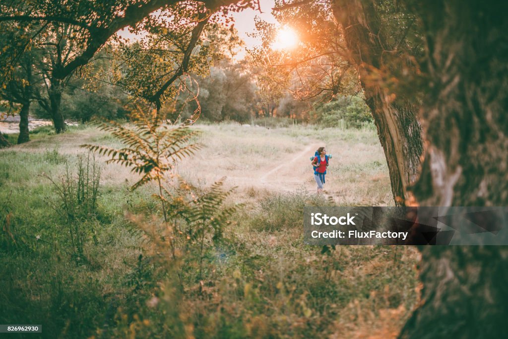 Wild 23 years old woman in nature. She is walking through the nature with a map, and exploring a new places 20-29 Years Stock Photo