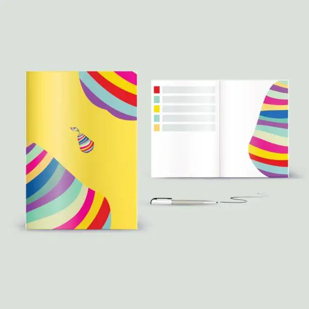 Vector illustration of Corporate booklet promotion template with color elements. Vector company brichure business style for advertising, report or guideline. Stationery template with abstract pattern theme illustration.