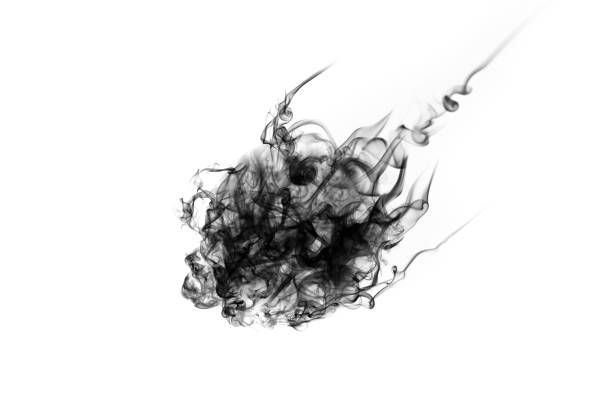 istock Movement of black smoke on white background. 826967798