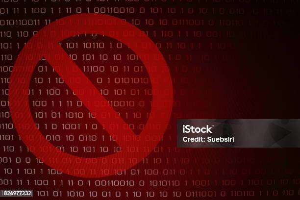 Stop Code Red Red Binary Computer Code Ransom Screen Background With Stop Symbol Sign ...