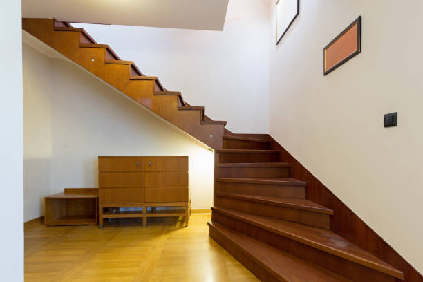 istock Wooden stairs in modern apartment 826981848