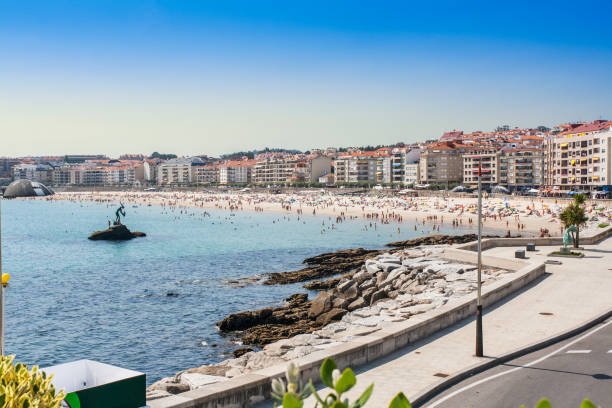 Seafront and Silgar beach in Sanxenxo touristic city