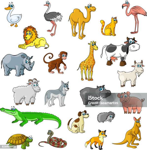 Ilustración de Animales Domésticos Aves Y Animales De Zoológico Vector  Iconos Dibujos Animados y más Vectores Libres de Derechos de Viñeta - iStock