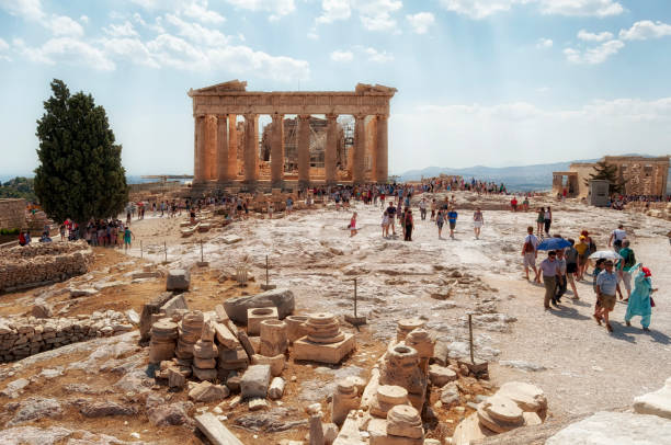 istock Tourists at the Parthenon 826988686