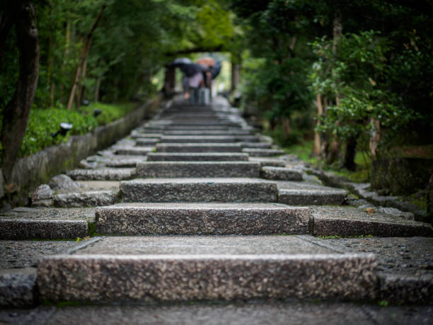stairs in Kyoto, Japan in the rain