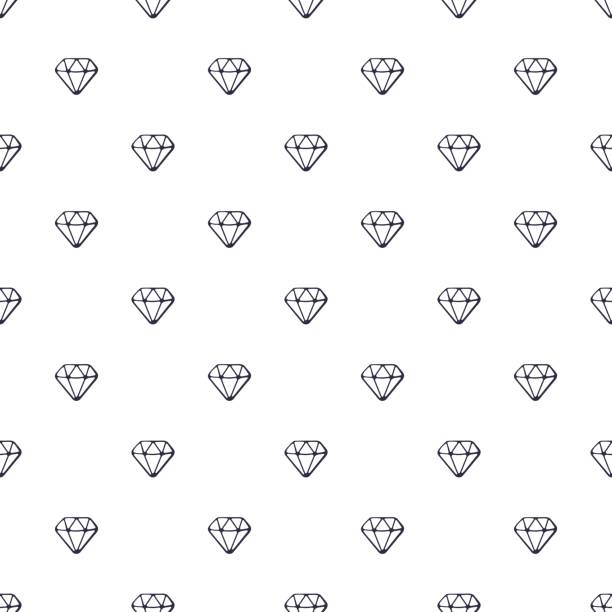 векторная иллюстрация. бесшовный узор с каракулями бриллиантов на белом фоне - adamant mountains stock illustrations
