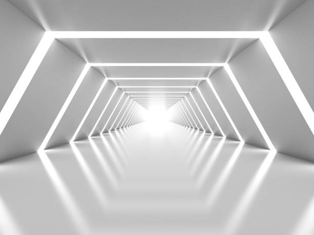 istock Abstract background with symmetric white shining tunnel interior 826990970