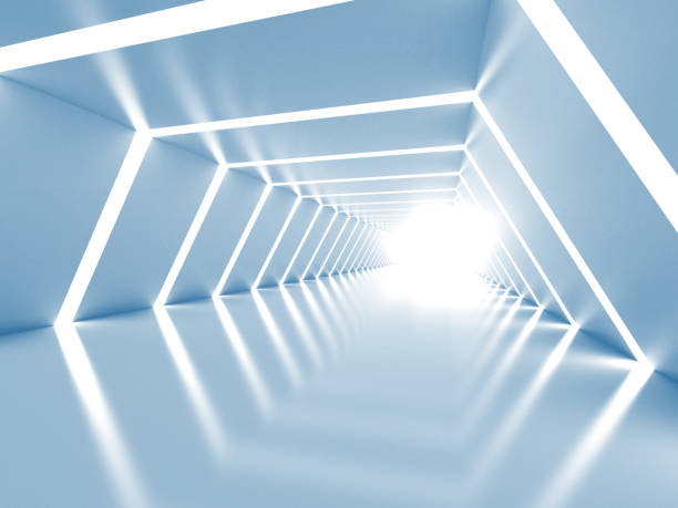 istock Abstract background with symmetric white shining tunnel interior 826993128