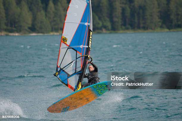 Windsurfing Silvaplana Stock Photo - Download Image Now - Engadine, Graubunden Canton, Horizontal