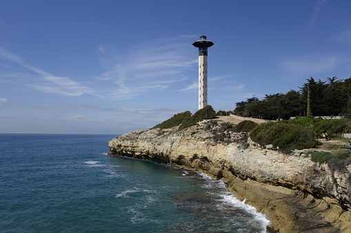 Lighthouse in the coast of Torredembarra, in Catalonia, Spain