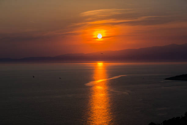 Sunset and clouds at the evening in Lefkada island