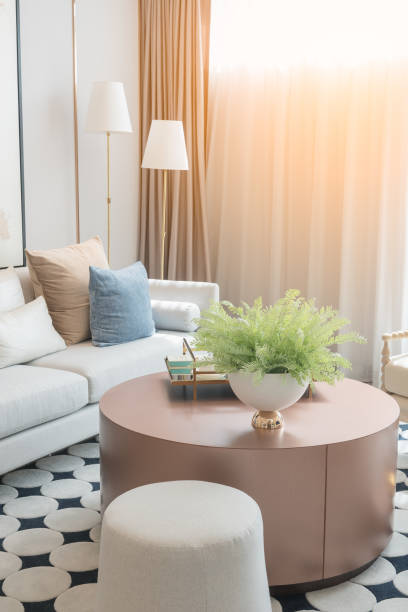 istock modern living room with set of pillows on sofa 827015316