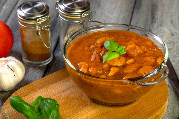 istock Stewed beans in tomato sauce. 827018156