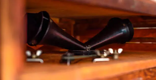 Inside the top of a rotating speaker of a vintage tonewheel organ