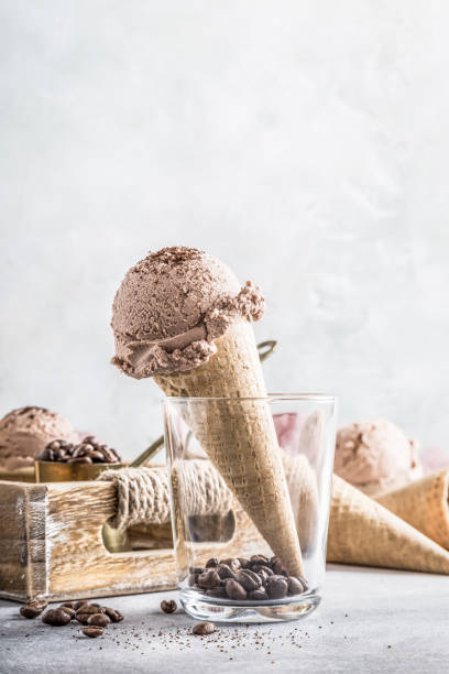 istock Waffle cones with coffee ice cream 827035858