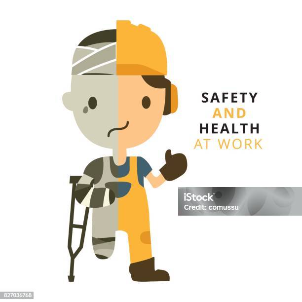 Construction Worker Accident Working Safety First Health And Safety Vector Illustrator Stock Illustration - Download Image Now