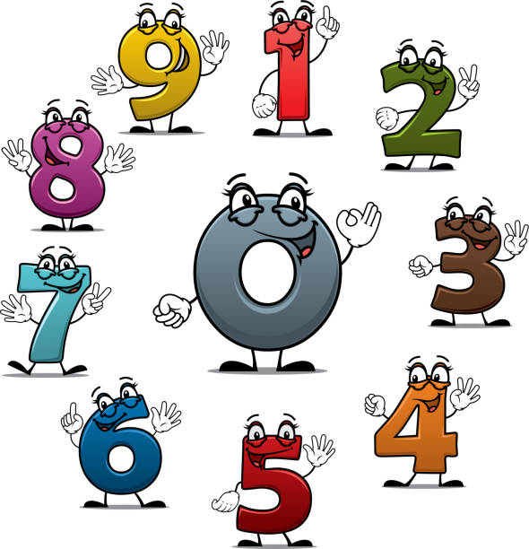 cartoon-anzahl zahlen zeichen vektor-icons - numeric character stock-grafiken, -clipart, -cartoons und -symbole