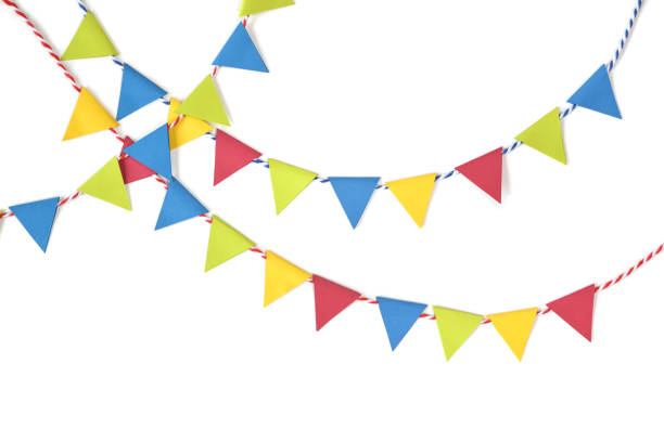 istock Colorful bunting paper cut on white background 827043388