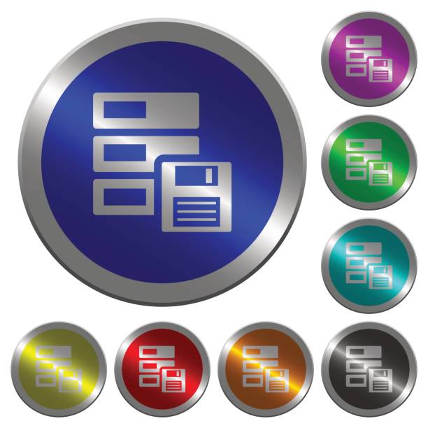 データ バックアップの発光コインのようなラウンド カラー ボタン - hard drive the media vector storage compartment点のイラスト素材／クリップアート素材／マンガ素材／アイコン素材