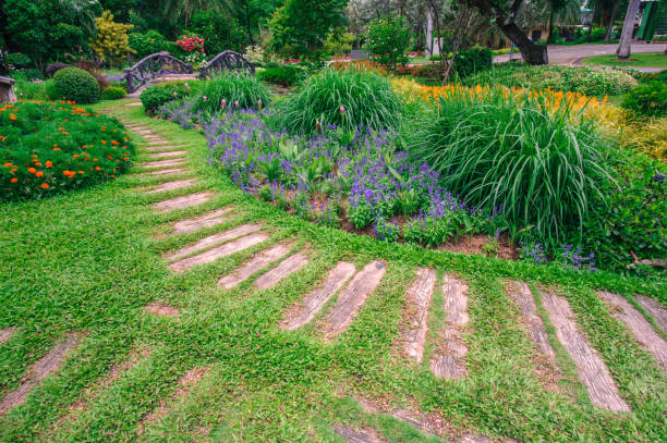 istock landscape beautiful garden spring flower 827059302