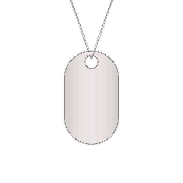 istock Blank metal tags hanging on a chain. Military dog tag. Isolated on white background. Vector illustration. 827062210