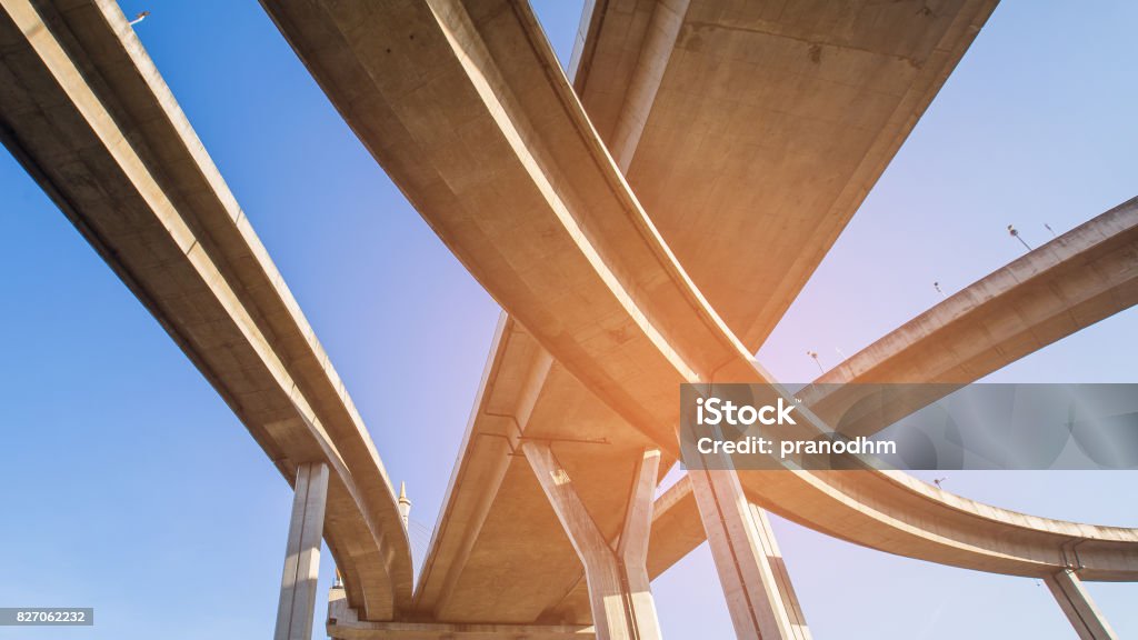 Over Pass Intersection Highway Overpass Intersection Bottom View Stock Photo - Download Image ...