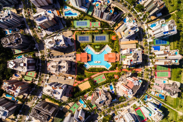 istock Top View of Many Modern Tall Buildings 827067270