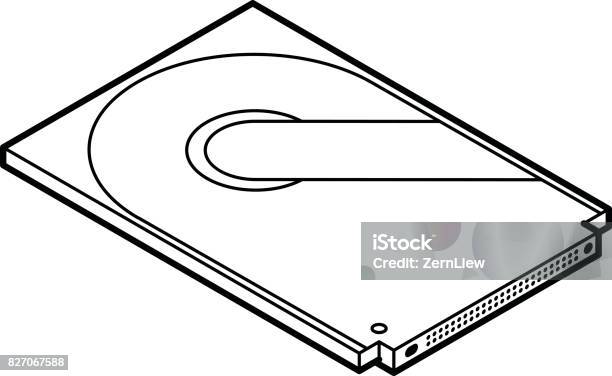 Disc Computer Drawing Hard Disk Line Drawing Stock Illustration - Download Image Now ...
