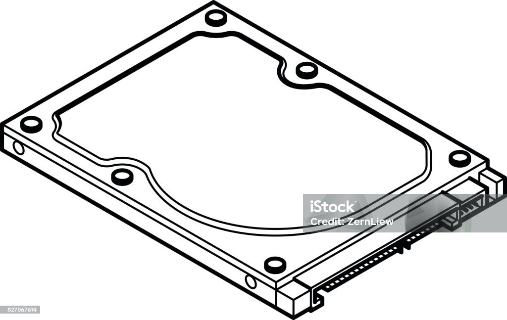 Computer Hard Drive Drawing Hard Disk Line Drawing Stock Illustration - Download Image Now ...