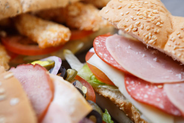 istock Fresh sandwich in fast food restaurant menu 827067750