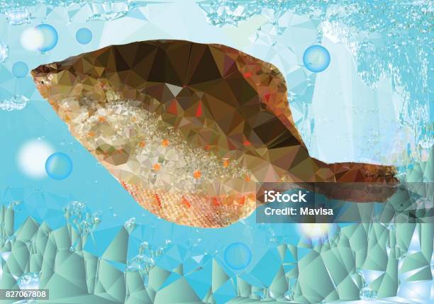 Polygon Fish Vector Water Background Of Polygons Bubbles And Fish Stock Illustration ...