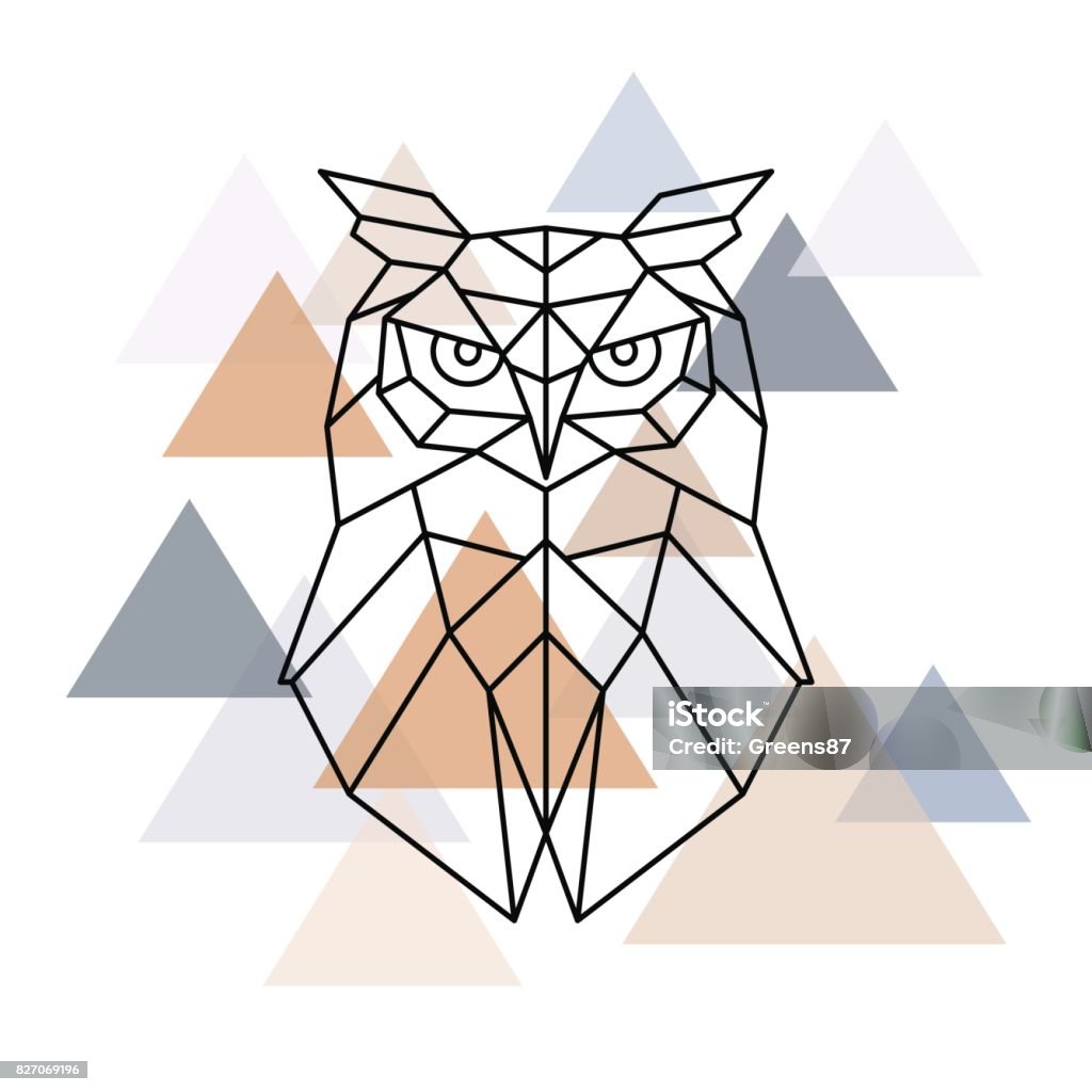 Owl geometric head. Scandinavian style. Vector illustration. Owl stock vector