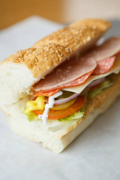 istock Fresh sandwich in fast food restaurant menu 827085334