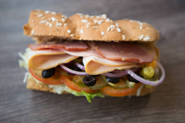 istock Fresh sandwich in fast food restaurant menu 827087826