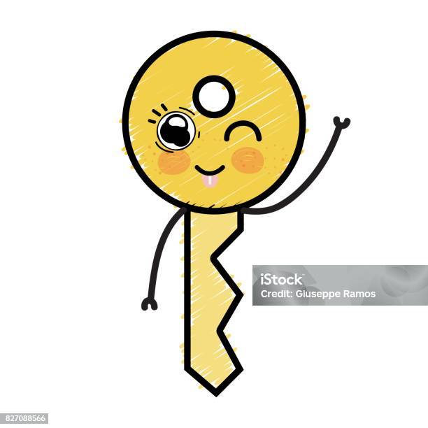 Key Encryption Cute Kawaii Cute Funny Key Security Stock Illustration - Download Image Now ...