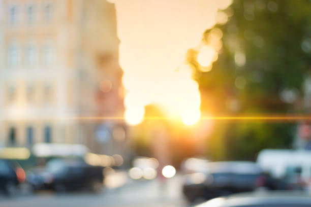 istock Beautiful sunset city bokeh. 827095924